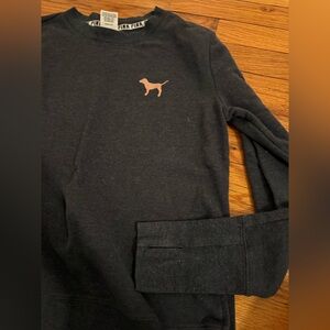 PINK Victoria's Secret Black Sweatshirt with Pink Dog Silhouette